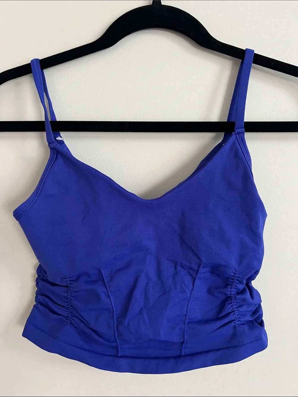 FP Movement Vibrant Royal Blue Ruched Cropped Tank with Embellishment, Size S - Picture 1 of 4